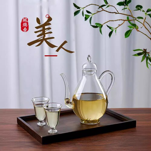 透明日式手执带过滤绿茶壶玻璃