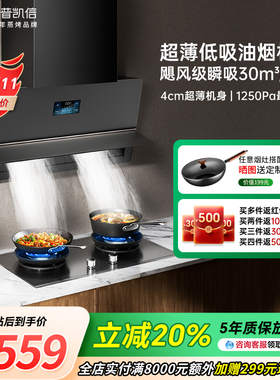 Depelec德普X5pro黑色油烟机家用大吸力纳米抗污超薄变频抽油烟机