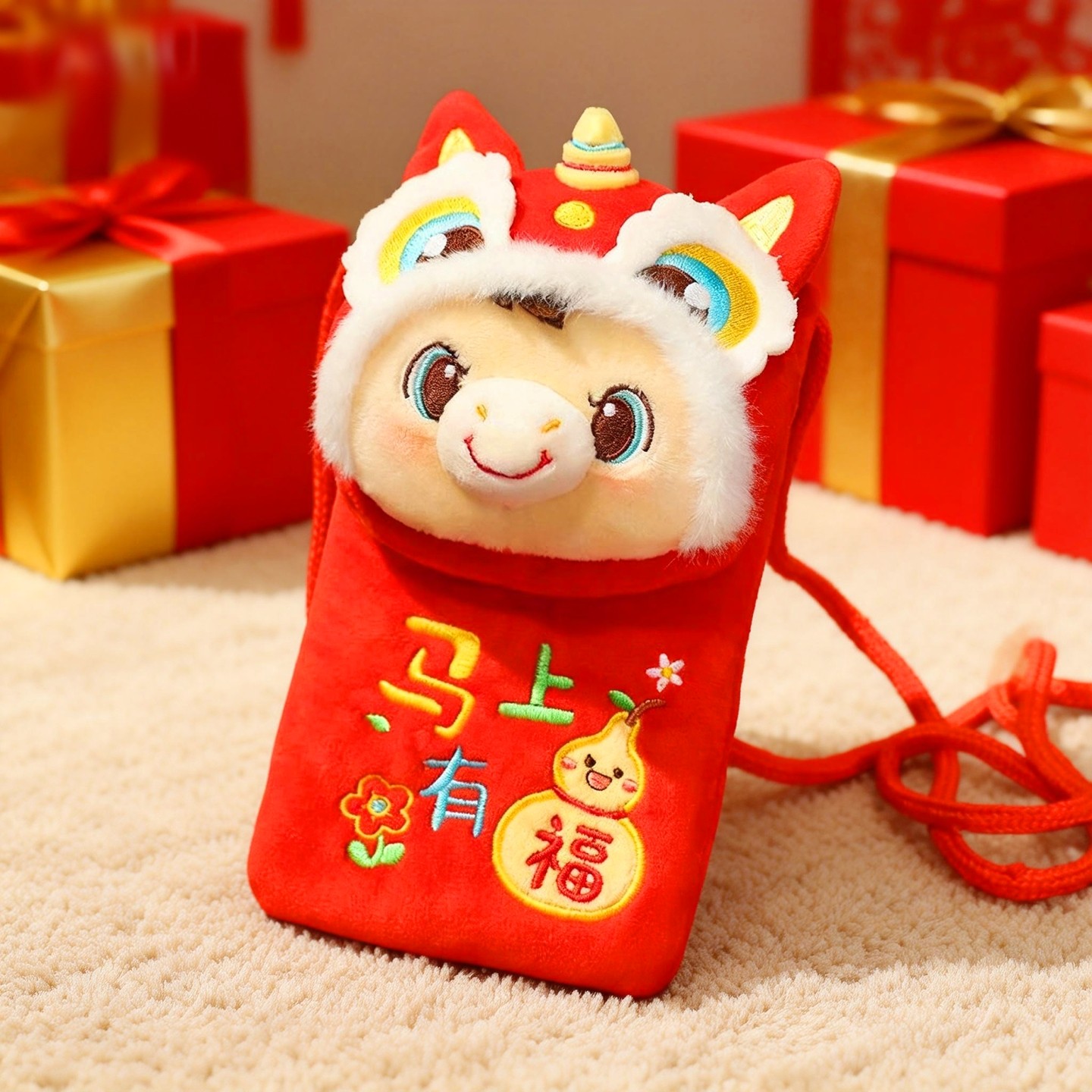 创意新年红包2026新款适用儿童礼物生肖小马玩偶马年吉祥物斜挎包,节庆用品/礼品,生肖用品,淘宝优惠券,粉丝福利购,淘宝优惠卷