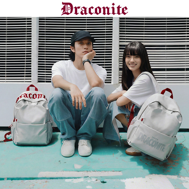 DRACONITE2026新款休闲风双肩包男女学生轻便大容量书包日常背包