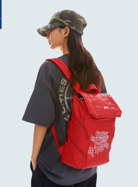 DRACONITE旅游双肩包男女初高中学生书包小众大容量电脑背包红色