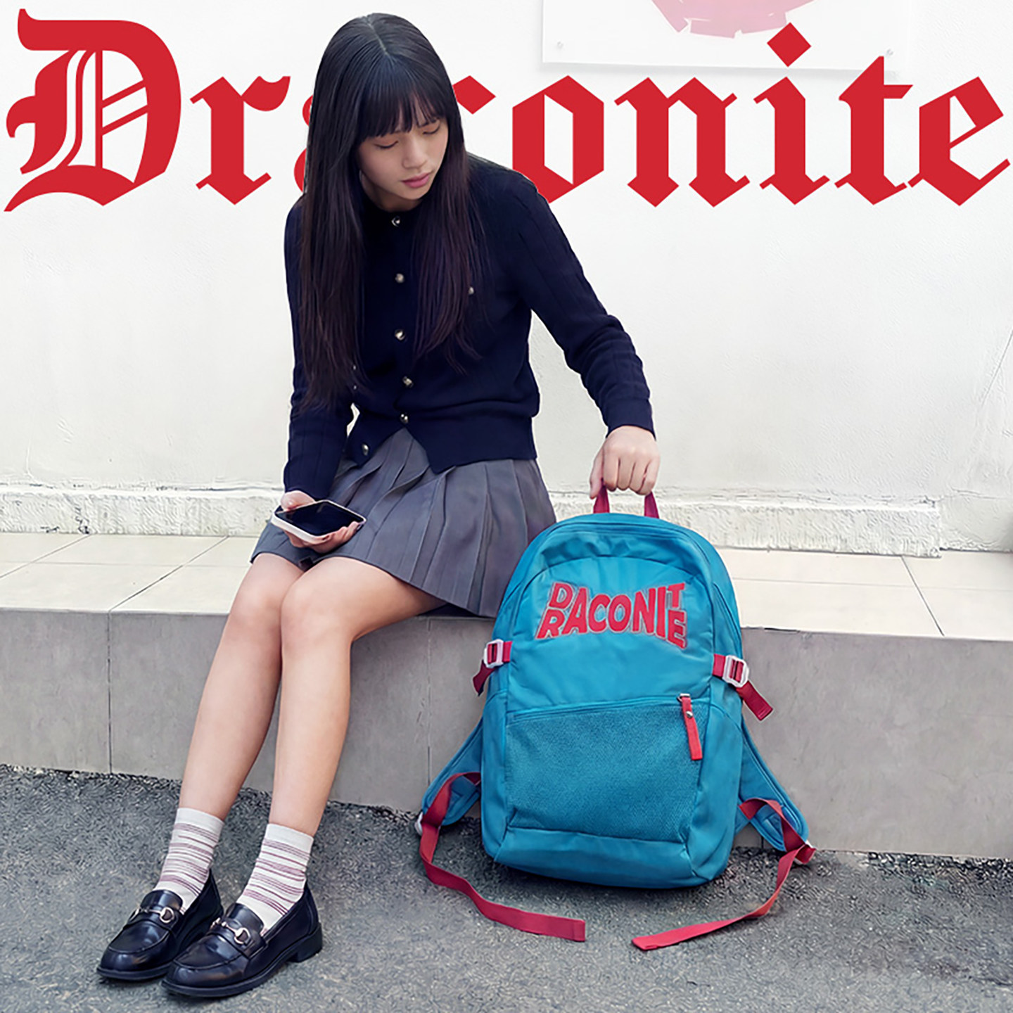 DRACONITE美式高街背包大容量通勤女大学生双肩包蓝色初中书包男