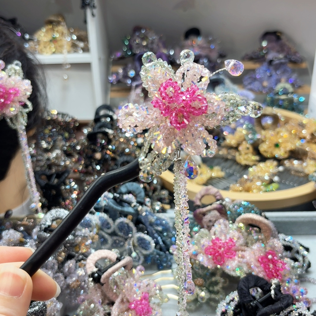 西家水晶粉色梅花檀木簪,饰品/流行首饰/时尚饰品新,发饰,淘宝优惠券,粉丝福利购,淘宝优惠卷