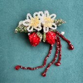 西家莫奈水晶立体草莓精品弹夹 配流苏水晶