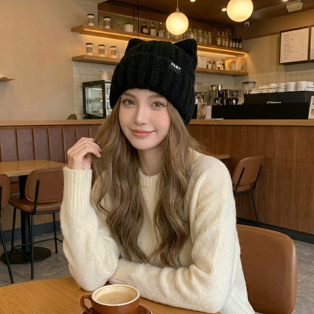 秋冬季加绒猫耳韩版保暖毛线帽新款大头围显脸小护耳帽针织帽子女,服饰配件/皮带/帽子/围巾,帽子,淘宝优惠券,粉丝福利购,淘宝优惠卷