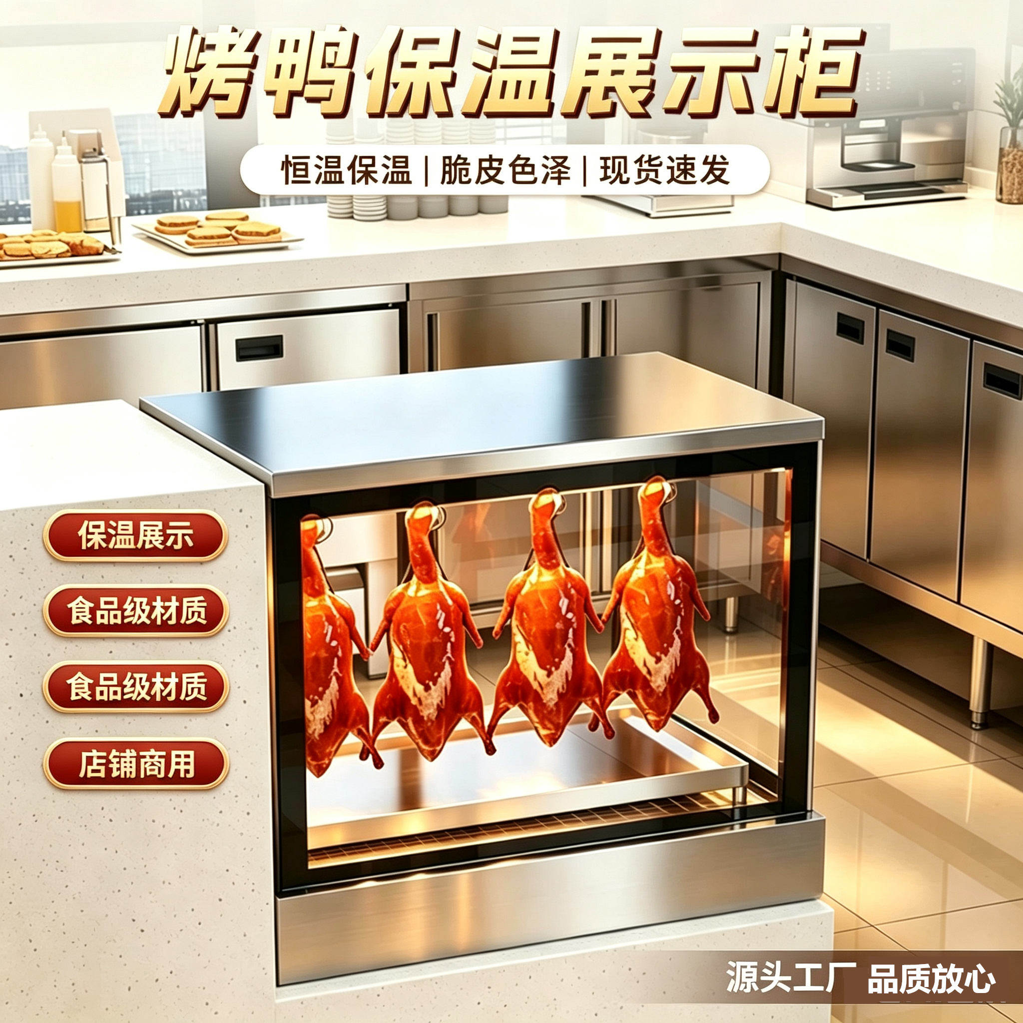 西美子烤鸭保温展示柜不锈钢商用熟食脆皮肉热风均匀展示台式小型