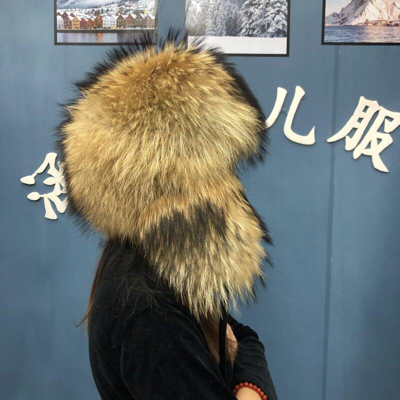 貉子毛皮草帽子男女护耳加厚雷锋帽东北户外保暖中老年人狐狸毛帽