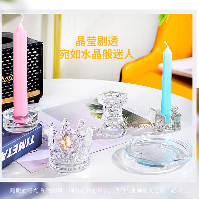欧式简约水晶玻璃烛台金属蜡烛架