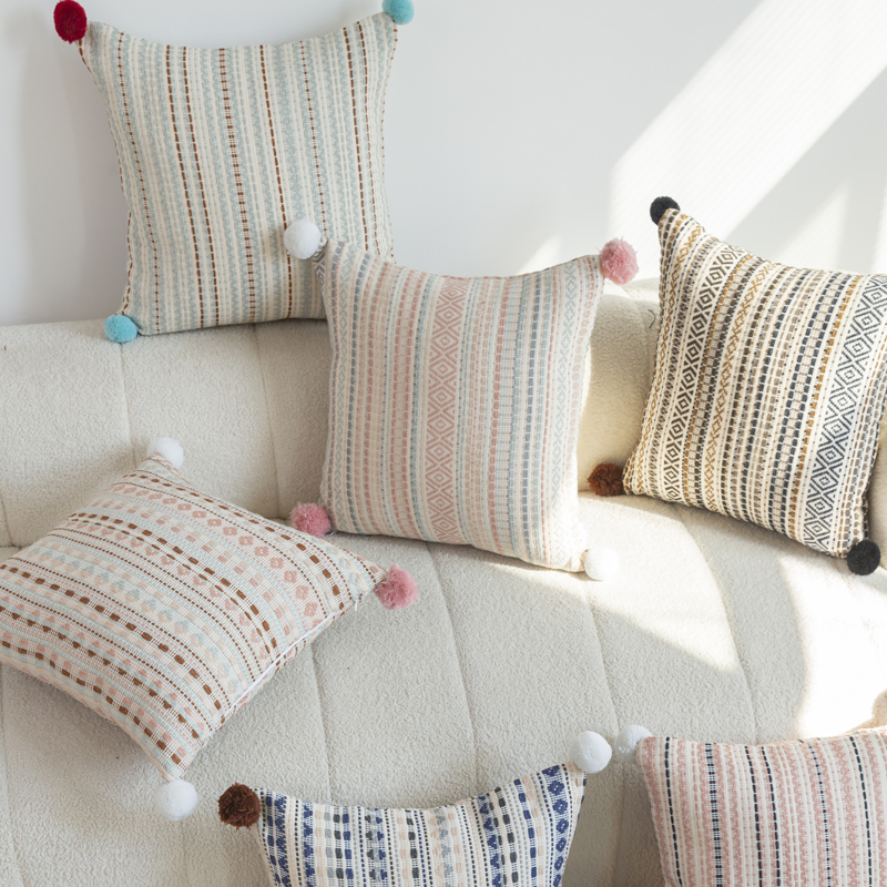 费尔岛编织条纹ins风抱枕
