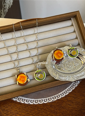 apiao原创手作喫茶系列美式咖啡杯松饼项链&耳环系列