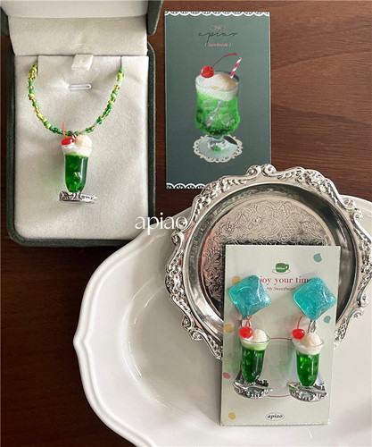 apiao原创手作蜜瓜苏打耳环