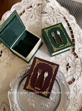 apiao原创手作喫茶风复古首饰收纳盒创意礼盒日系手工定制