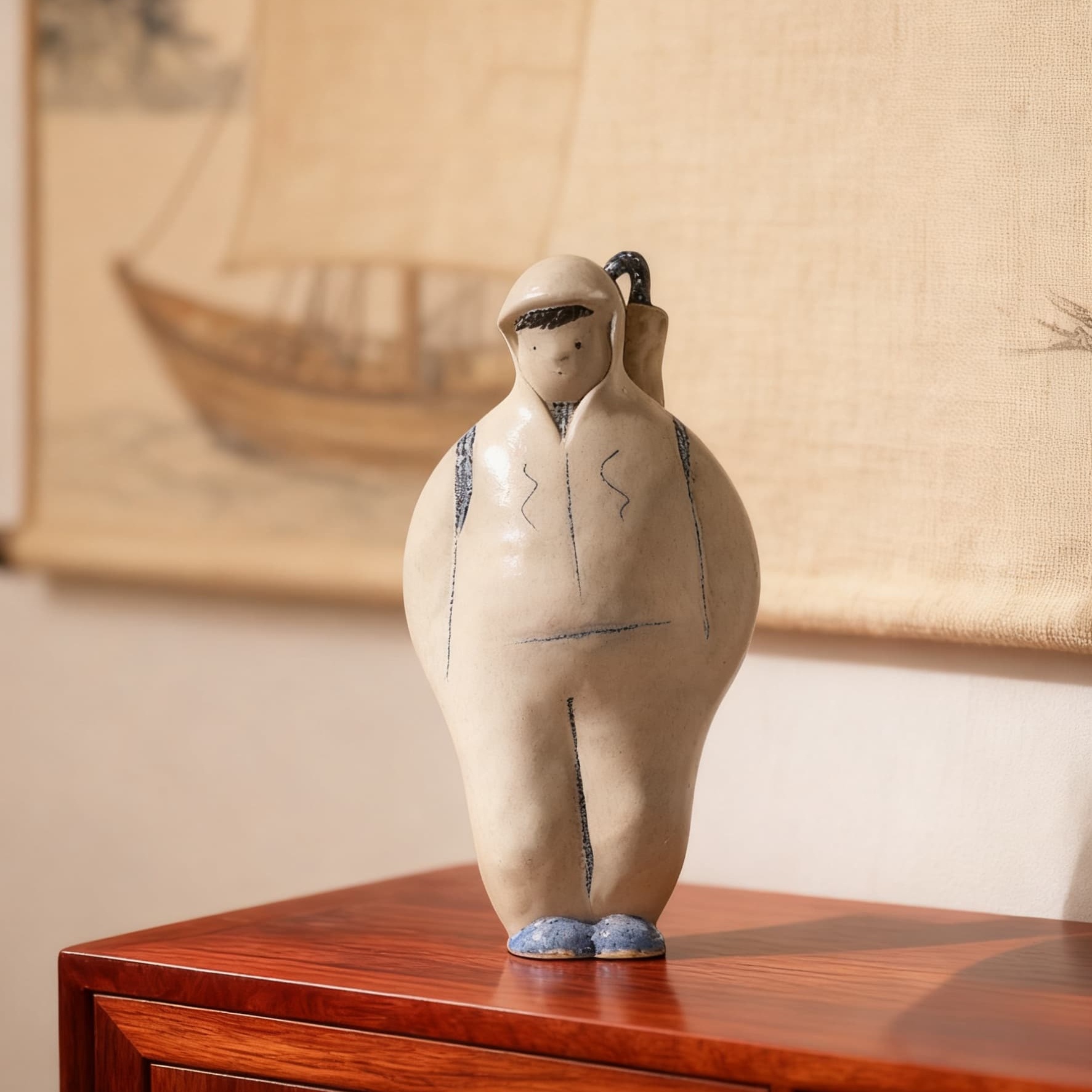 梵凡艺术手作工艺品景德镇人像陶瓷雕塑客厅入户玄关桌面装饰摆件