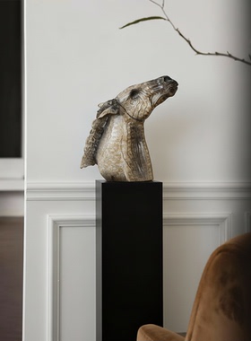 侘寂风动物树脂落地摆件客厅