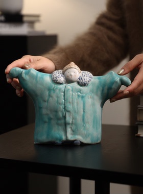 北欧卡通陶瓷花瓶桌面摆件