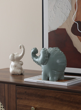 现代轻奢陶瓷大象摆件样板间客厅玄关电视柜桌面装饰品家居摆设