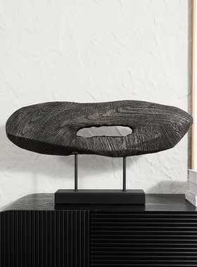 侘寂风抽象树脂雕塑摆件电视柜