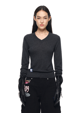 SansFrontieres Daily系列 羊毛V领针织套头打底毛衣