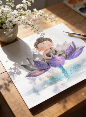 唐卡Q版如来3d立体视觉diy涂色画