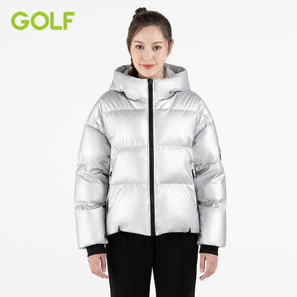 GOLF高尔夫秋冬女装白鸭绒面包休闲外套时尚加厚短款连帽羽绒服女