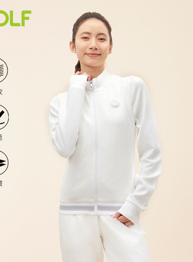 GOLF/高尔夫白色马甲女春秋棉感舒适印花时尚休闲背心女夹克