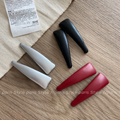 韩国质感纯色发夹女水滴刘海夹pu皮质侧边夹发卡气质一字BB夹头饰