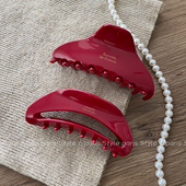 新年红色醋酸大号抓夹本命年喜庆鲨鱼夹后脑勺盘发卡高级感发夹女