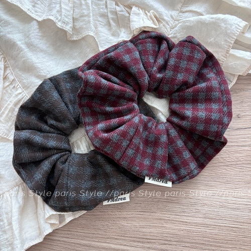 韩系格子大肠发圈秋冬大号头绳