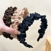 高级感布艺头箍少女皱褶宽边高颅顶发箍韩国网红气质压发头饰发卡