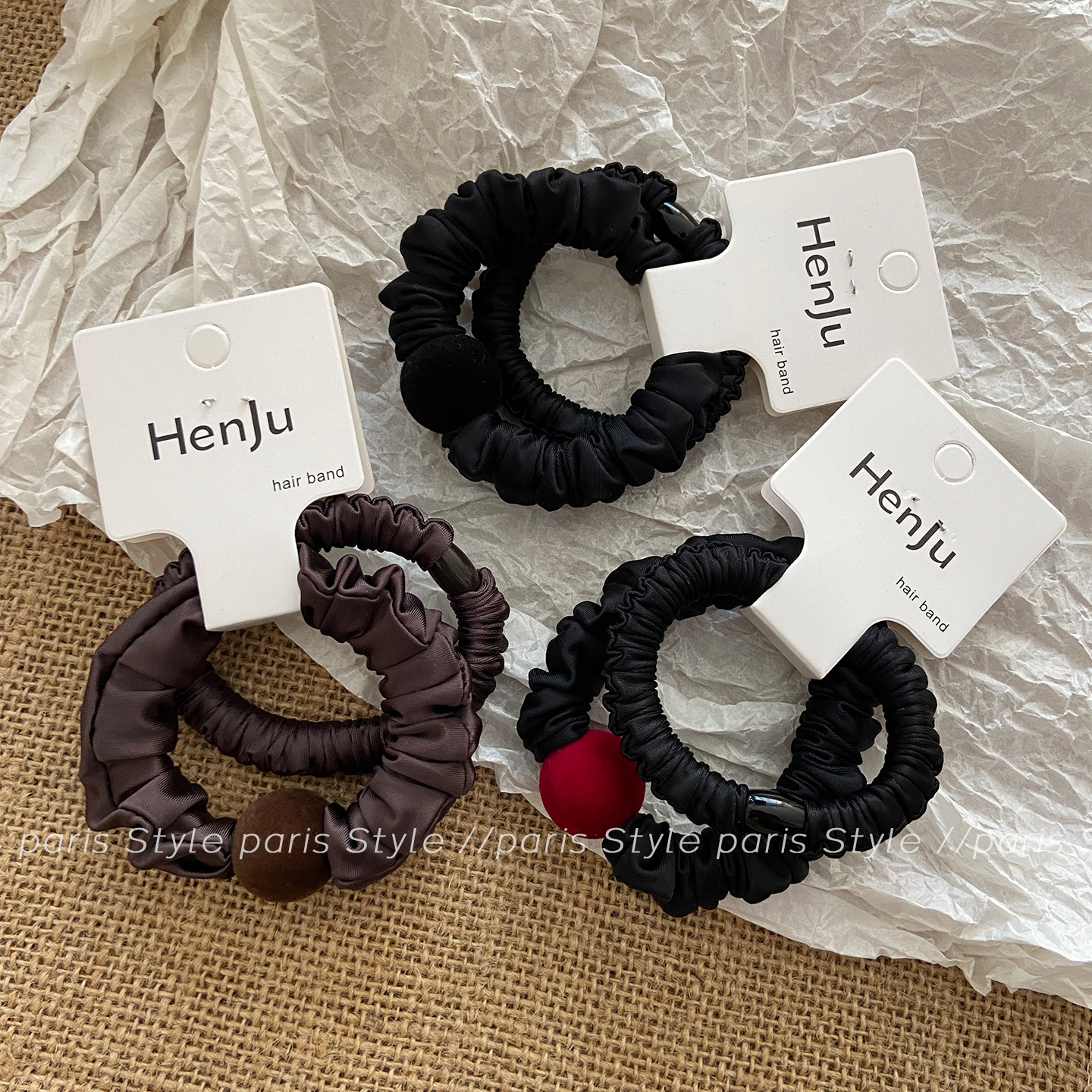 韩国球球高弹力发绳少女秋冬基础款耐用皮筋扎头发圈儿童红色头绳