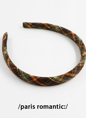 法式美拉德高级感发卡毛呢学院风格子细发箍女2024新款洗脸头箍女