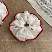 小清新刺绣樱桃大肠发圈头绳女可爱减龄布艺大号扎头发饰马尾发绳