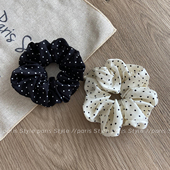 简约波点缎面大肠发圈头绳女高弹力ins风通勤日常低马尾发绳头饰