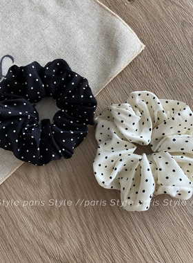 简约波点缎面大肠发圈头绳女高弹力ins风通勤日常低马尾发绳头饰