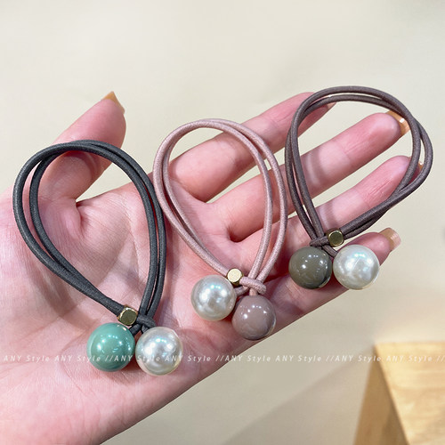 扎头发珍珠ins发圈简约皮筋日系