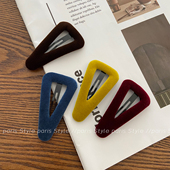 秋冬穿搭感 纯色植绒发夹简约三角刘海夹气质镂空bb夹侧边鸭嘴夹