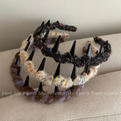 秋冬彩色毛线缠绕发箍带齿防滑高颅顶洗脸头箍2025新款 压发发卡女