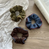 秋冬韩系针织撞色大肠发圈少女百搭纯色发绳高弹力扎马尾头绳发饰