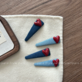 韩国爱心牛仔发夹女高级设计感发饰侧边夹发卡BB夹布艺前额刘海夹