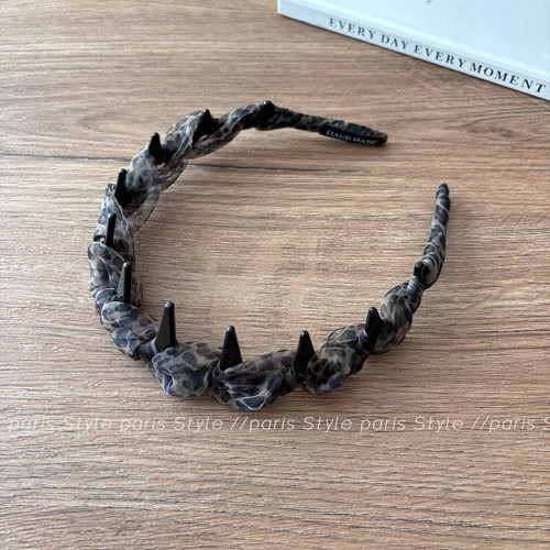 欧尼姐姐薄纱豹纹发箍女甜酷