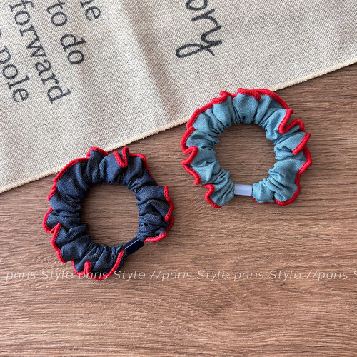 单品牛仔撞色小肠发圈头绳女