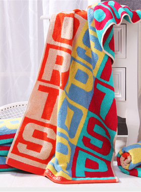 金号纯棉运动巾活力字母欧美风健身房全棉吸水擦汗大毛巾95x40cm