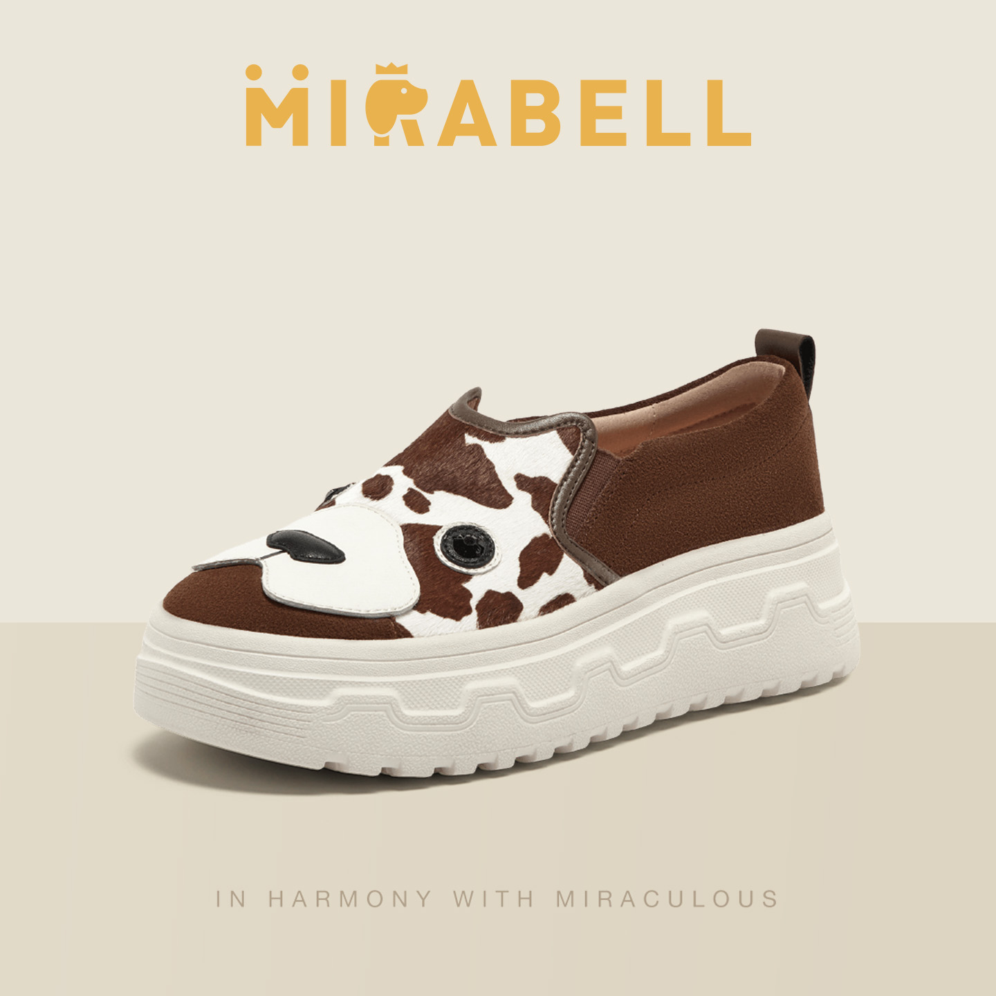 奶糕狗脸Mirabell/美丽宝2025秋新萌犬厚底乐福鞋女舒适上班单鞋