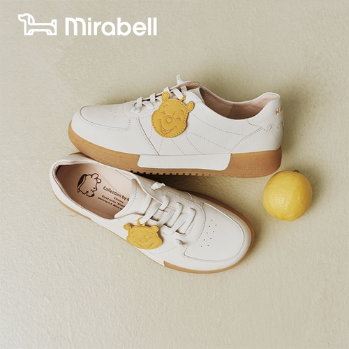 「橡胶底」Mirabell2026春新小白鞋女牛皮休闲鞋运动鞋舒适B7K04