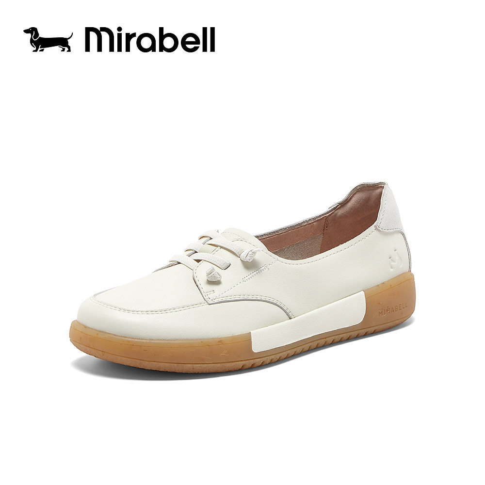 「橡胶底」Mirabell2026春新舒适女浅口小白鞋休闲单鞋牛皮B7K11