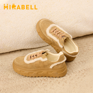 毛绒噗噗Mirabell/美丽宝2025冬季新女舒适厚底休闲运动休闲鞋女