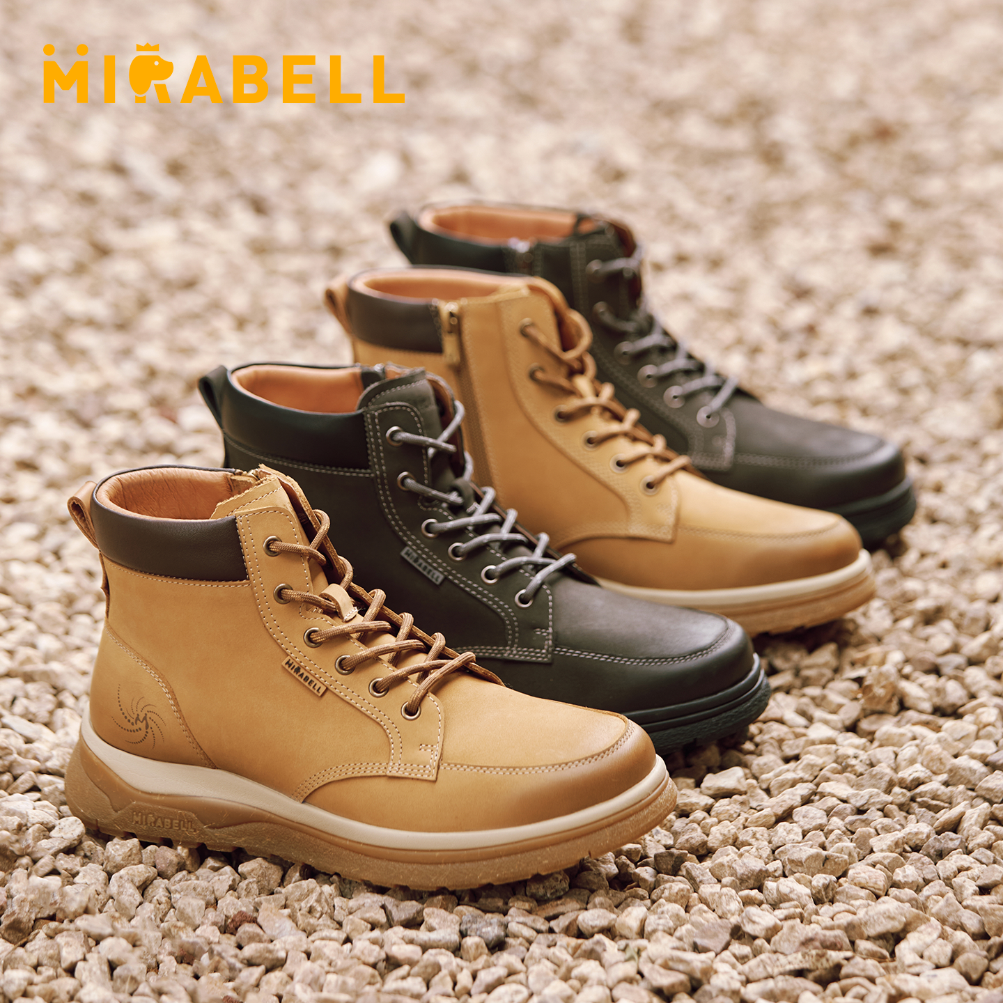 Mirabell美丽宝2025冬季新款羊毛内里大黄靴男休闲工装靴雪地靴