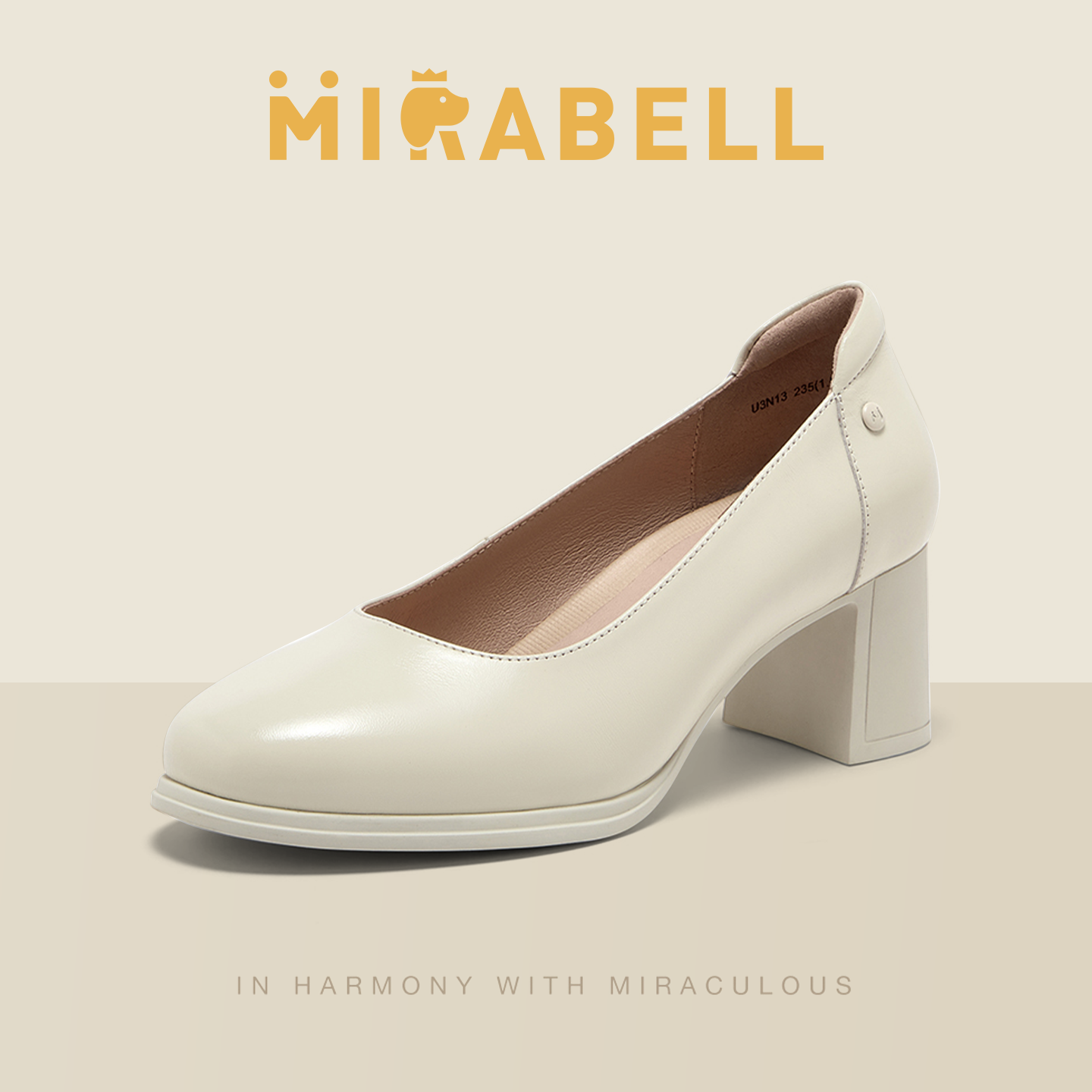 Mirabell/美丽宝2025秋季商场同款粗跟女高跟鞋皮鞋U3N13CQ5