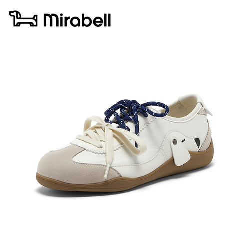 Mirabell春新款拼色休闲鞋女藏蓝鞋带生胶底复古百搭小白鞋