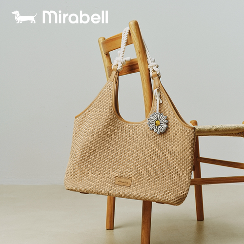 MIRABELL2026商场同款休闲托特包女通勤单肩包草编包TOT21BX6